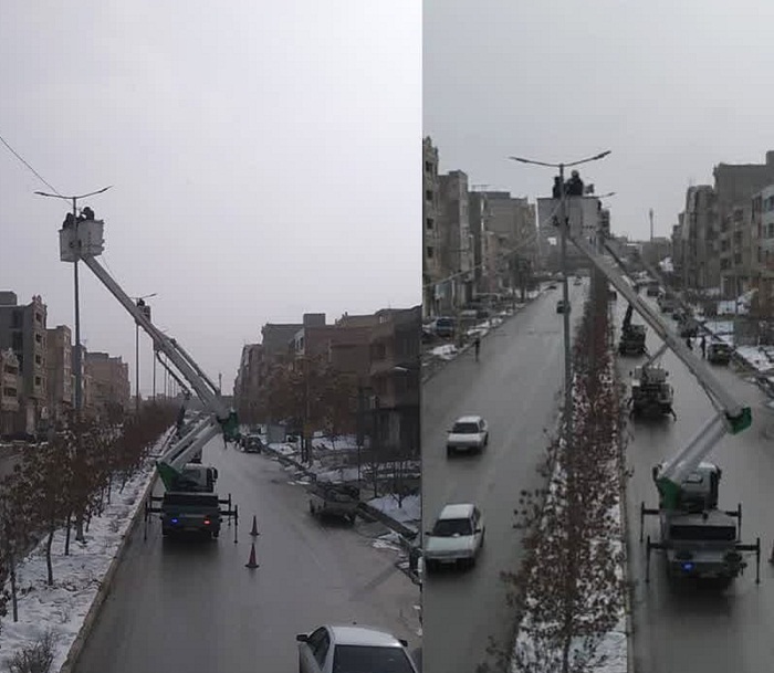 احداث ۶۵۰ متر کابل هوایی در بلوار شهید صمدی شهرک والدین شاهد ارومیه