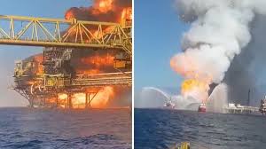 🎥 ویدئو/ انفجار شدید در یک سکوی نفتی در جنوب مکزیک