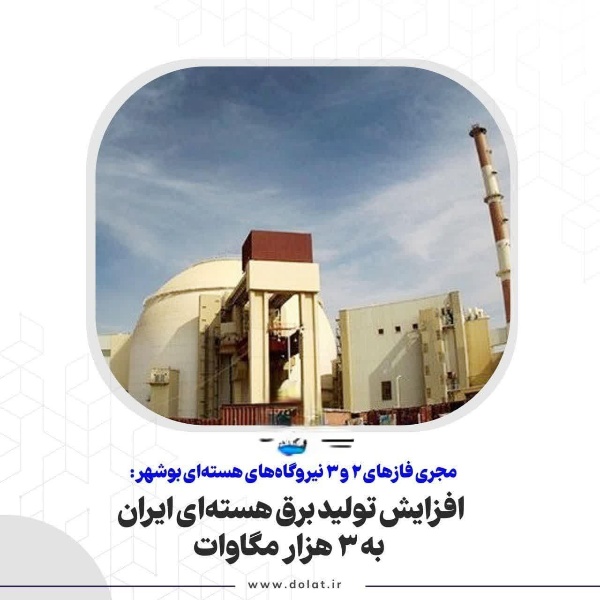 افزایش تولید برق هسته‌ای ایران به ۳ هزار مگاوات