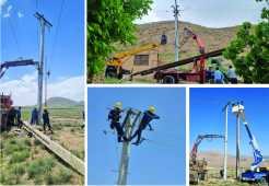 مانور جهادی بهسازی ٩٠ کیلومتر شبکه توزیع برق در کاشان